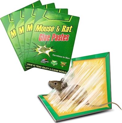 ALLBASA pièges à souris et rats – 5 plaques de colle ultra-adhésives, pièges collants anti-souris et anti-rats efficaces pour intérieur et extérieur