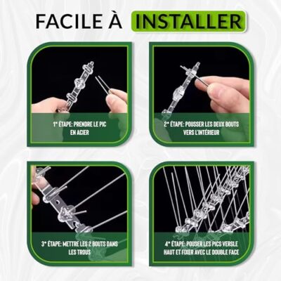 Picpige Pic Anti Pigeon - 5 Mètres - Acier Inoxydable - 5M de Double Face Inclus - Pique Anti Oiseaux -Anti nuisible pour Balcon,fenêtre,Toit- Antipigeon- Pic Anti Chat (5 Mètres)