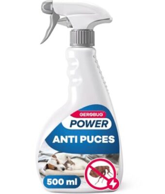 Gerobug Power Spray Anti Puces Chat & Chien pour Meubles et Textiles, très efficace, non tachant (500 ml)