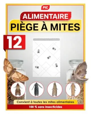PIC Pièges à Mites Alimentaires – 12 Pièges Anti Mites Alimentaires avec Phéromones – Piege a Mite Alimentaire pour Cuisine, Placard et Garde-Manger – Détection d’Infestation – Protection 8 Semaines