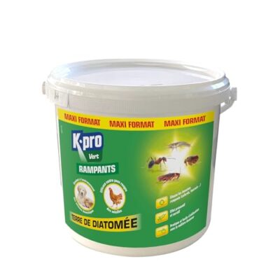 K.PRO- Terre de Diatomée Maxi Format 1kg - Elimine les insectes rampants (fourmis, cafards, puces) - Préventif et curatif - Efficace contre le poux rouges des volailles - intérieur et extérieur