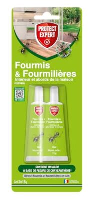 PROTECT EXPERT 2 Gêls Anti-Fourmis & Fourmilières - Tubes Appâts - 2x15g - Prêt-à-l'emploi - Utilisation Sécurisée - Intérieur & Abords De La Maison - A Base De Fleurs De Chrysanthème FTUBNAT2N