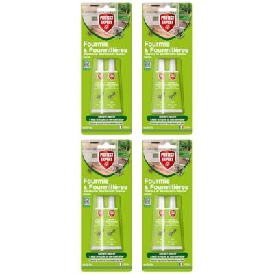 PROTECT EXPERT 8 Gêls Anti-Fourmis & Fourmilières - Tubes Appâts - 8x15g - Prêt-à-l'emploi - Utilisation Sécurisée - Intérieur & Abords De La Maison - A Base De Fleurs De Chrysanthème FTUBNAT2NX4
