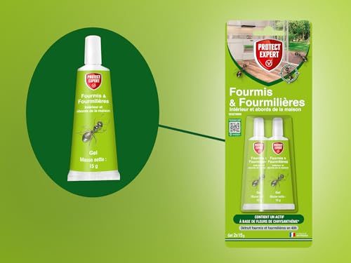 PROTECT EXPERT 8 Gêls Anti-Fourmis & Fourmilières - Tubes Appâts - 8x15g - Prêt-à-l'emploi - Utilisation Sécurisée - Intérieur & Abords De La Maison - A Base De Fleurs De Chrysanthème FTUBNAT2NX4