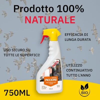 Altea Borne de pigeon, répulsif à pigeons longue durée, non nocif pour les humains et les animaux domestiques, éloigne les pigeons et les mouettes, spray prêt à l'emploi 750 ml