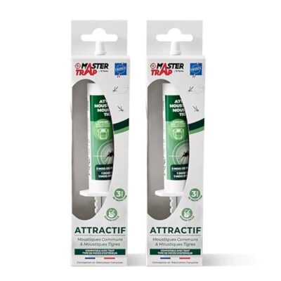 FAVEX Master trap – lot de 2 recharges anti-moustiques 2 x 30 g, jusqu’à 6 mois de protection pour pièges extérieurs, solution efficace pour attirer et éliminer les moustiques