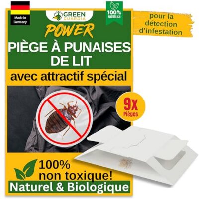Piège à punaises de lit avec attractif spécial – 9 pièges à punaises de lit – Respectueux de l'environnement, piège à phéromones sans produits chimiques avec surfaces adhésives interchangeables, non