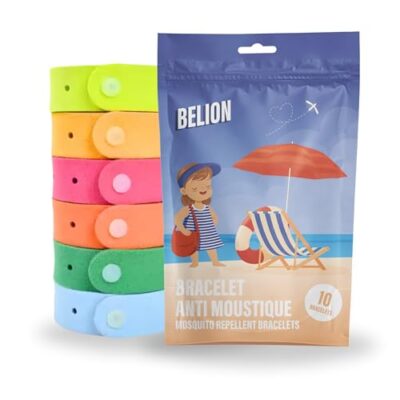 Bracelet anti moustique | Idéal pour les activités en plein air | Sachet de 10 bracelets en microfibre pour enfants et adultes | Pratique et ludique