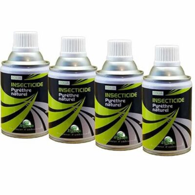 Pack d'Aérosols au Pyrèthre Végetal 4x250ml Anti mouches, moucherons, moustiques, mites, puces, punaises de lit, etc... Insectes volants et rampants. (4)