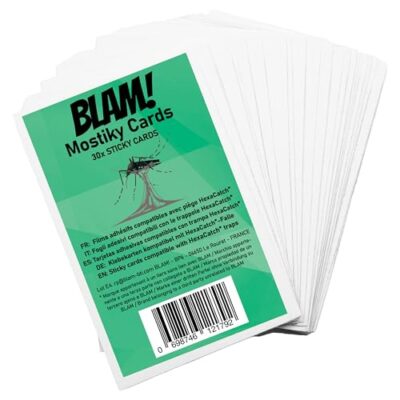 BLAM! Mostiky – 30 Films Adhésifs Double Face Compatibles HexaCatch(*) et Barricade(*) – Cartes de Glu Anti-Moustiques Tigres – 76x115 mm – sans Insecticide