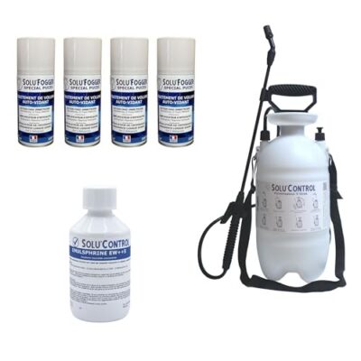 Kit traitement anti-puces 100 m² – Insecticide concentré, 4 fumigènes et pulvérisateur 5 L | Tout pour les nuisibles