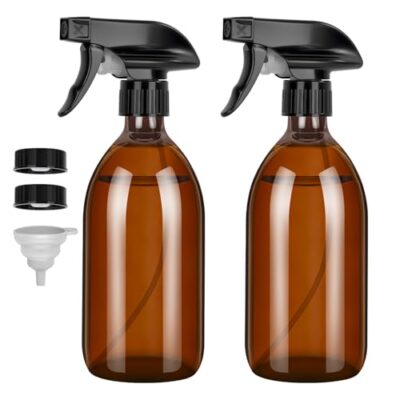 Ezvsevuo Vaporisateur en Verre, 2 Pièce Flacon Pulvérisateur Ambré, 500ML Vaporisateur Eau, Bouteille Spray Vide Flacon Spray Bouteilles Spray Bottle pour Nettoyage, Jardinage, Plantes, Coiffeur