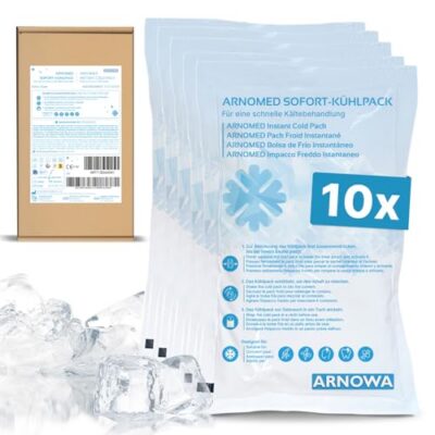 10x Compresses réfrigérantes jetables 8x13cm d’ARNOMED®, poches réfrigérantes à plier directement, compresses réfrigérantes instantanées pour gonflements et blessures, compresses réfrigérantes
