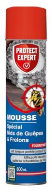 PROTECT EXPERT Aérosol Anti Nids De Guêpes & Frelons - 600ml - Mousse Et Jet Longue Portée - Traitement A Distance - Pulvérisation Jusqu’à 3 Mètres - Action Choc & Foudroyante GUEPMOUS600N