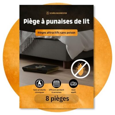 Piège à punaises de lit - 8 pièces - Avec appât - Efficace jusqu'à 4 semaines - Pour déterminer les besoins et le contrôle des infestations - Sans produits chimiques - Contre Cimex lectularius & C