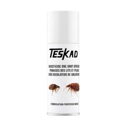 Teskad One Shot, Lot de 4 Aérosols Insecticides, 150ml, Traitement Anti Puces, Couverture 240m², Diffusion Automatique