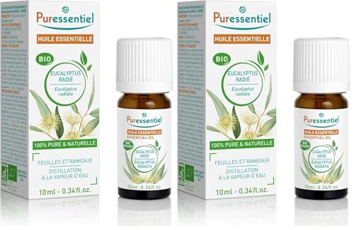Puressentiel – Huile Essentielle Eucalyptus radié BIO – Contribue au confort respiratoire – 100% pure et naturelle – HEBDD – Eucalyptus radiata – 10 ml (Lot de 2)