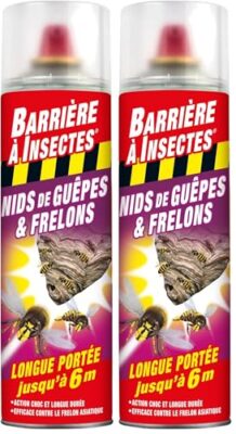 Barriere A Insectes Aérosol Contre Les Guêpes, Frelons Spécial Nids, Prêt à l'emploi, 500 ML, BARGUEPE500 (Lot de 2)