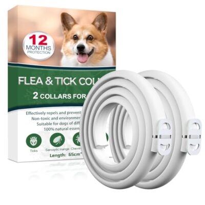 Collier Anti Puces pour Chien 2pack, 12 Mois De Protection Efficace, Collier Anti Tique Chien 65cm, Réglable Et Étanche, Convient Aux Chiens De Toutes Tailles