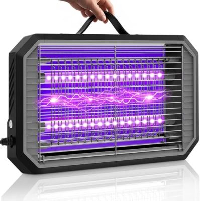 Loowoko Lampe Anti Moustique Interieur 4200V, Tue Mouche Electrique UV Double LED, Lampe Anti Mouche avec Grille de sécurité pour Enfants et Animaux,sans Chimie, adapté intérieur et extérieur abrité