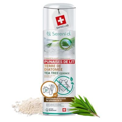 Terre de diatomée Swiss Lab au Tea Tree : poudre naturelle contre les punaises de lit