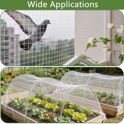 Filet Anti Oiseaux 6X10m, Filet de Jardin, Filet de Protection, Filet Anti Pigeon, Protèger Les Plantes, Les Fruits, Les légumes, Maille Fines de 2 x 2 cm, Blanc