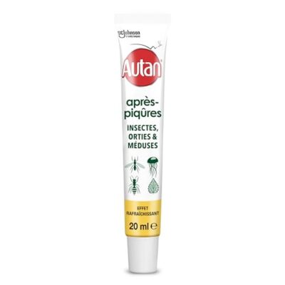 Autan Après-Piqûres Insectes, Orties & Méduses - Effet Rafraîchissant - Aloe Vera - Format Voyage - Dès 3 ans - 1 Gel 20ml