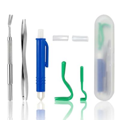 Diconu 5 pcs Pinces Tiques avec Étui pour Chien Chat Humain, Protection Contre Les Tiques 5 en 1 avec 2 Crochet à Tiques 2 Metal Tweezers 1 Blue Tick Extractor