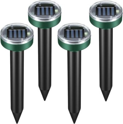 Répulsif solaire à ultrasons anti-taupes et campagnols – Lot de 4